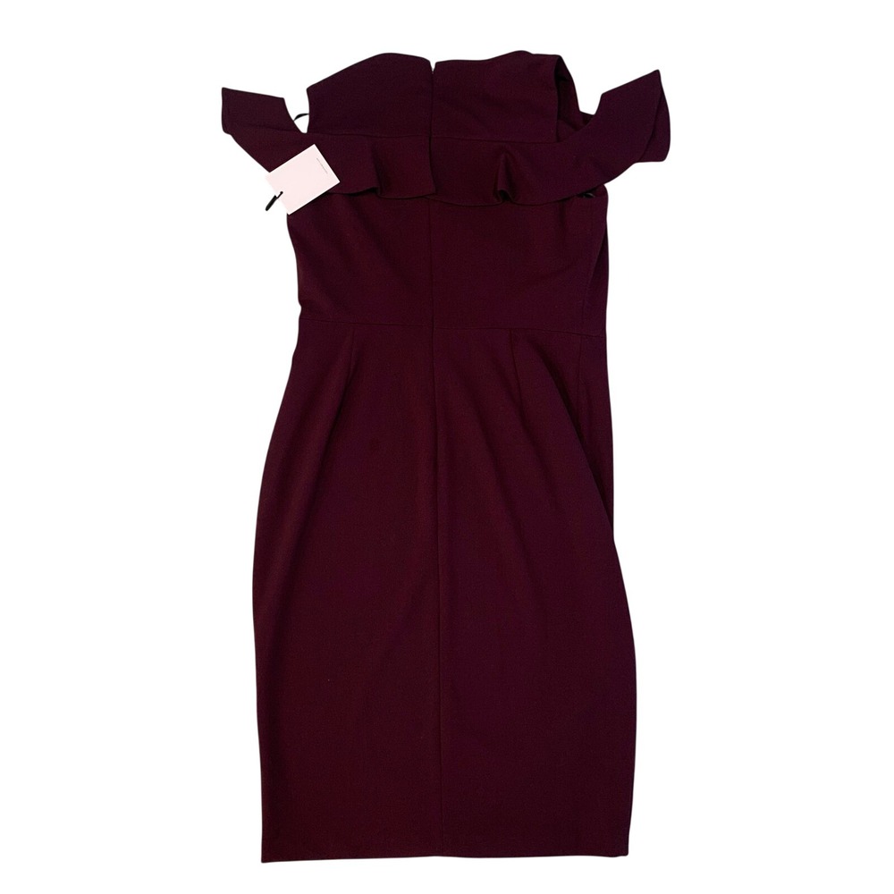 Calvin Klein Burgundy Cold Shoulder Sheath Dress New w/ Tags Women's Size 8 - Picture 8 of 16